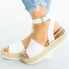 Hot Sale-ions hemp rope wedge with light bottom fish mouth sandals female, support mixed batch