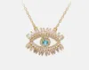 8k gold plated Turkish evil eye necklace lucky girl gift Baguette cubic zirconia turquoise geomstone top quality evil eye jewelry GD117