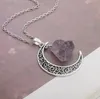 Livraison gratuite ePacket DHL pierre naturelle lune collier étoile ciel clair de lune gemme cristal pendentif DAN70 ordre de mélange pendentif colliers