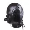 Bondage Black Quality Full Blindfold Mask Cappuccio con bocca Ball Gag Restraint gimp # R52