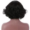 Perruques noires courtes cosplay perruque ondulée naturelle synthétique pour les cheveux de femme