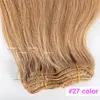 12-26 pouces Clip Ins Européen Brésilien Cheveux Humains Soie Extensions Droites Non Transformées 180g Couleur Naturelle Doré Double Dessiné Ins Extensions de Cheveux Humains