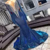 Azul Royal Lantejoulas Vestidos de Baile Com Borlas Brilhantes Longo Sleeevs Sereia Vestidos de Noite 2K19 Cocktail Formal Vestido de Festa Custom Made