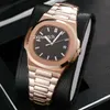 Hot Selling Luxury Men Watch Högkvalitativ Automatisk Mekanisk Klocka Rose Gold Rostfritt Stålband Nautilus Mens Klockor