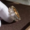 Heißer Verkauf Neue Ankunft Luxus Schmuck 925 Sterling Silber Gold Füllen Prinzessin Cut Weiß Topas CZ Diamant Frauen Hochzeit Engagement band Ring