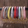 Wholesale- trendy fashion ins designer cute lovely simple outdoor sports leather bangle bracelet for woman with key ring