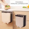 Mounted Folding Waste Bin Kitchen Cabinet Door Hanging Trash Bin Big Storage Washroom Garbage Can Wall Mounted Foldable Trash Can