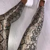Женские брюки Женщины с высокой талией леопардовый припечаток скинки скина