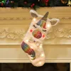 Nuovo sacchetto regalo per calzini natalizi Borsa per articoli per decorazioni natalizie Borsa regalo grande per calzini natalizi con unicorno EEA224