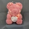 Led Light Artificial Rose Teddy Bear Flower Wedding Decoration Rose Foam Bear With Love Heart Rose Bear Crafts Valentines Gift For2503