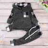 INS Bébé Vêtements Ensemble Floral Filles Hoodies Pantalon 2pcs Ensembles Plaid Infant Garçon Survêtements Designer Enfants Tenues Mode Bébé Vêtements DW4798