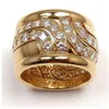 Duże pierścienie dla mężczyzn Kobiety Iced Out Bling Square Pierścień Hip Hop Micro Pave Rhinestone Pierścień Złoty Kolor Biżuteria Akcesoria Z4N942