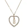 New Fashion Crystal Initial Personalized Letter Heart Pendent Name Necklace for Women Charm Gold Color Chain Choker Jewelry Gift235S