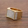 Wholesale- diamonds cluster ring for men gold rings full diamond real gold plated luxury designer jewelry gifts for bf gift box packaging