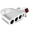 3Port 1224V Dual USB LCD Display Voltmeter Cigarettändare Socket Splitter Power Adapter Car Charger Universal8583720