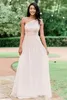 Blush Pink Long Bridesmaid Dresses Chiffon Formell Dress One Shoulder Maid of Honor Gowns Plus Size Bröllop Gästklänning