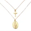 18 -karatowy Złota Moda Dziewica Maryja Jezus wisiorek wielowarstwowy Naszyjnik Bohemian Jewelry7609895