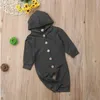 Romper do bebê recém-nascido menina roupas de grife infantil manga comprida Botão macacões Baby Boy capuz Bodysuits crianças roupas de grife 4 cores ZYQ93