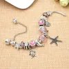 Partihandel-Charm Bead Starfish Turtle Animal Beading Silver Plated Armband Lämplig för Pandora Style Bracelet Smycken