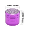 Aluminiowe szlifierki ziołowe z labiryntem Okno 63mm 4 Sztuka CNC Diamentowe Zęby Metal Tobacco Pollen Spice Crucher Maze Game Grinder