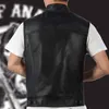 DIWISH 2019 Men Black Vest Motorcycle Biker Hip Hop Vest Man Fake Leather Punk Solid Black Spring Sleeveless Leather