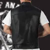 DIWISH 2019 Men Black Vest Motorcycle Biker Hip Hop Vest Man Fake Leather Punk Solid Black Spring Sleeveless Leather