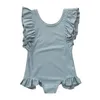 Bébé filles une pièce maillot de bain Summer2020 maillot de bain filles volants solide une pièce maillots de bain sans manches plage maillot de bain enfants A429