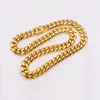 necklace Hommes Glod chaîne cubaine collier bijoux haute poli Hip Hop gourmette lien double fermoirs de sécurité 18K estampillé 14mm de 18 pouces à 30 pouces