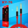 KY-76 3,5mm de cabo de áudio Jack Metal Head Aux Cable for Car fone de ouvido Aux Cord Mp3/4 1M com varejo296W