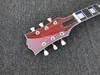 Wysokiej jakości blok wkładka przezroczysta czerwona mahoniowa gitara elektryczna 6 strun stały nadwozie gorąca sprzedaży
