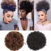 Afro слоеного Короткий хвостик Синтетический Puff Afro Короткие Kinky завитые Chignon волос Bun кулиской хвостик Wrap Шиньон Поддельный Наращивание волос