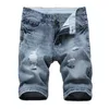 Męskie jeansy proste porwane szorty męskie letnie markowe męskie rozciągliwe krótkie casualowe w stylu Streetwear elastyczny Biker Denim 29-42