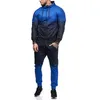 New Men Tracksuit 2 sztuki Zestaw mody Bluzy i spodnie fitness Męskie z kapturem bluzy kurtka jogger sportowa odzież męska