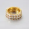 Wholesale- Iced Out Ring Micro Pave CZ Stone Tennis Ring Men Women Charm Luxury Jewelry Crystal Zircon Diamond Gold Silver Plated Wedding