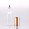 Hurtownie 5ml Clear Glass Essential Oil Butelka Rolkowa rolka na fiolkach z metalową kulą ze stali nierdzewnej