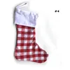 Juldekoration Plaid Stocking Present Wrap Bag Christmas Tree Decoration Sock Anpassa barn Godis Presentväskor X-Mas Strumpor WX9-1116