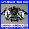 +Tank For KAWASAKI EX-250 ZX250R 2008 2009 2010 2011 2012 201MY.54 EX250 ZX 250R EX 250 ZX-250R EX250R 08 09 10 11 12 White Black Fairing