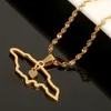 Stainless Steel Gold Plated Jamaica Map Pendant Necklaces Trendy Women Heart Chain Jewelry