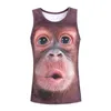 Män Sommar Tank Toppar 3D Print Vest Fit SLIM Ärmlös Tee Tank Toppar Kvinna Animal Print T Shirts Gratis