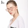 JZU Sunglasses Women Cat eye Brand Design Mirror Flat Rose Gold Vintage oversized big Fashion sun glasses lady Eyewear