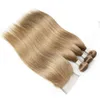 KissHair Color 8 Light Brown Ash Blonde Brazilian Body Wave Straight Hair Bundles with Closure 100 Human Hair Extension