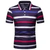 Short Sleeve Stripe Print Shirt Men Casual Top Brand Slim Fit Shirts Men's Clothing Casual Shirt