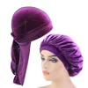 Velvet Durag And Bonnet 2pcs Set Women Sleep Cap e Men Doo Rag Bonnet Cap Comodo cappello da notte in velluto