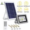 Solar Powered LED Flood Lights 10W 800LM Garden Lamp with Remote Dusk to Dawn Motion Sensor Security Light