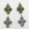 50PCs Flower Cross Charms Pendants Retro Smycken Tillbehör DIY Antik Silver Hänge För Armband Örhängen Keychain 26 * 18mm