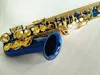 Nouveau SUZUKI E Plat Instrument de Musique Eb Saxophone Alto Exquis Sculpté Bleu Laque Corps Or Laque Clé Sax avec Étui