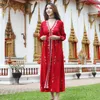 Neues Sari Indien Stil Kostüm Baumwolle Thailand Damen Robe Indisches Top Lange Bluse Nationaler Stil besticktes Kleid orientalische ethnische Kleidung