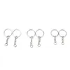 100 PCSSET Silver Key Correnturas de aço inoxidável Círculo de ligas de aço Diy 25mm Chaves de 3 estilos Keychain Keychain Acessórios para anel 2784453