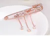 Wholesale Hijab Pins Rose Gold plated Safety Pin Brooch Fashion Rhinestone Men Brooches For Suit Scarves Corsage Sweater Collar