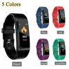 ID115 115 Plus smart armband för skärm Fitness Tracker Pedometer Watch Counter Hevert Blodtryck Monitor Smart armband färgglad